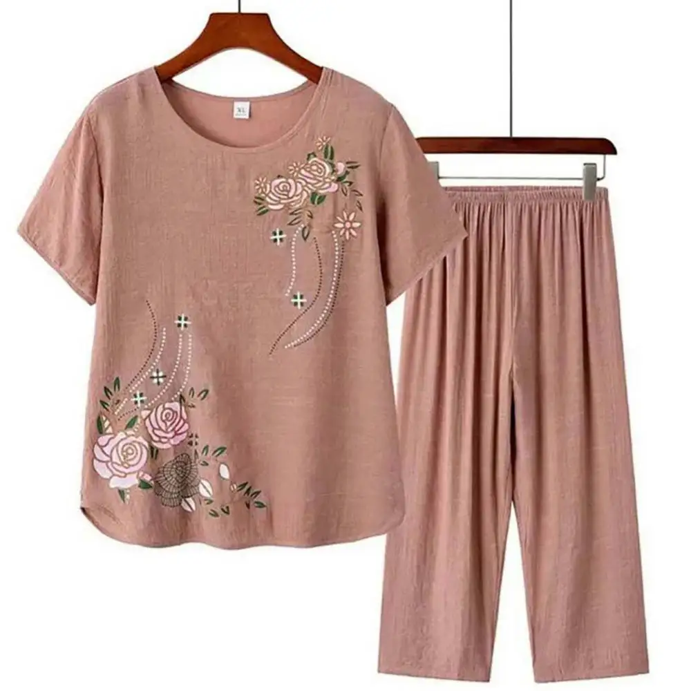 Linen Shirt Breathable - Kurzarm-T-Shirt für ältere Frauen mittleren Alters,