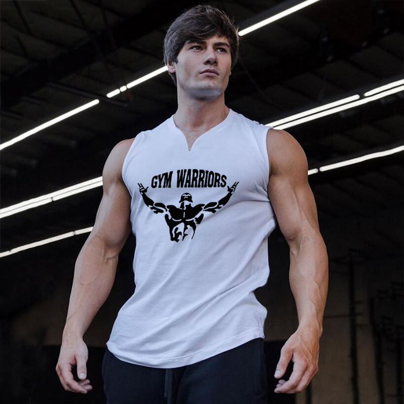 Tank Top Muscle - Baumwoll-Sommer-Herren-Tanktops, ärmellos, V-Ausschnitt, für Fitness, Bodybuilding,