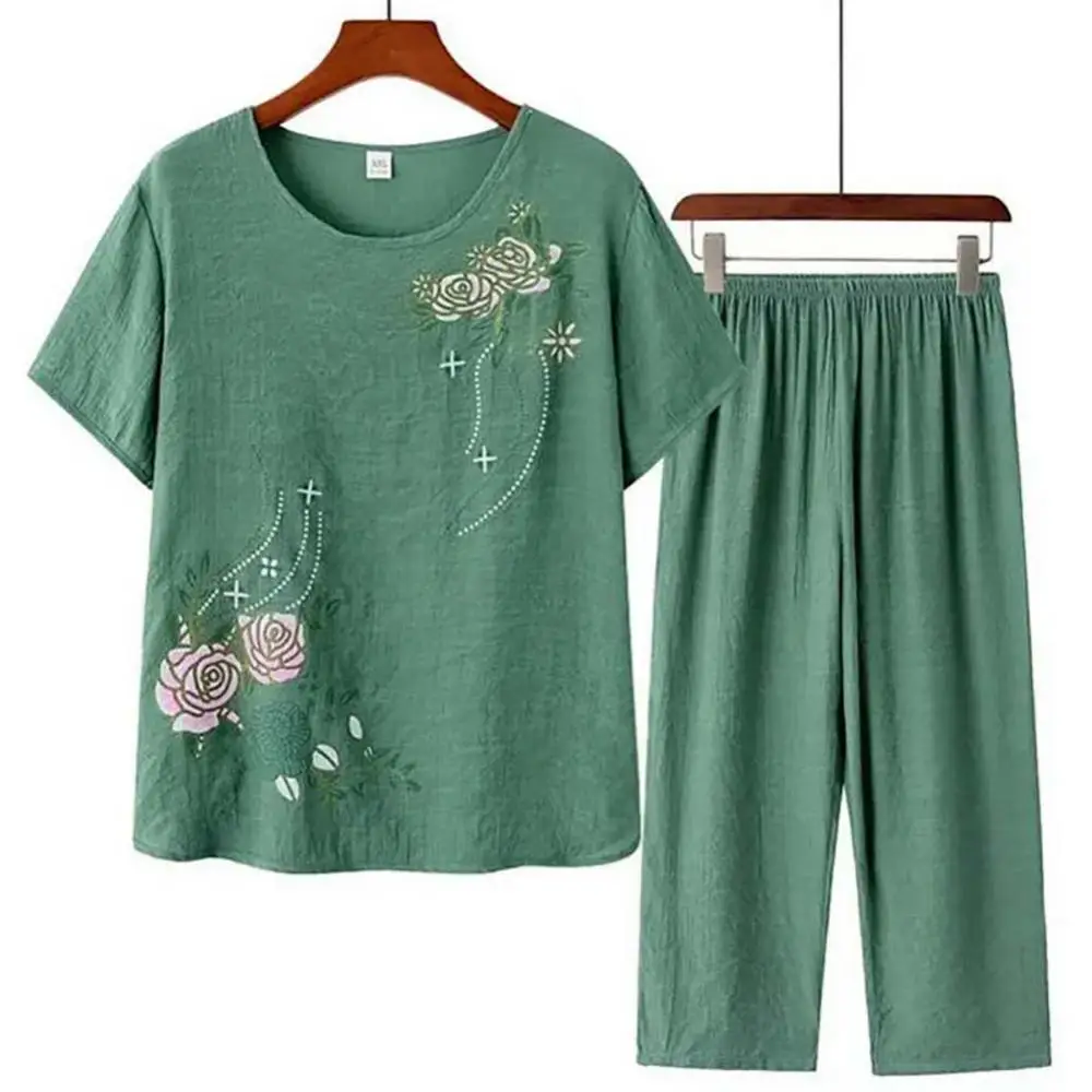 Kurzarm-T-Shirt für ältere Fra – Linen Shirt Breathable Bewertung und Preis