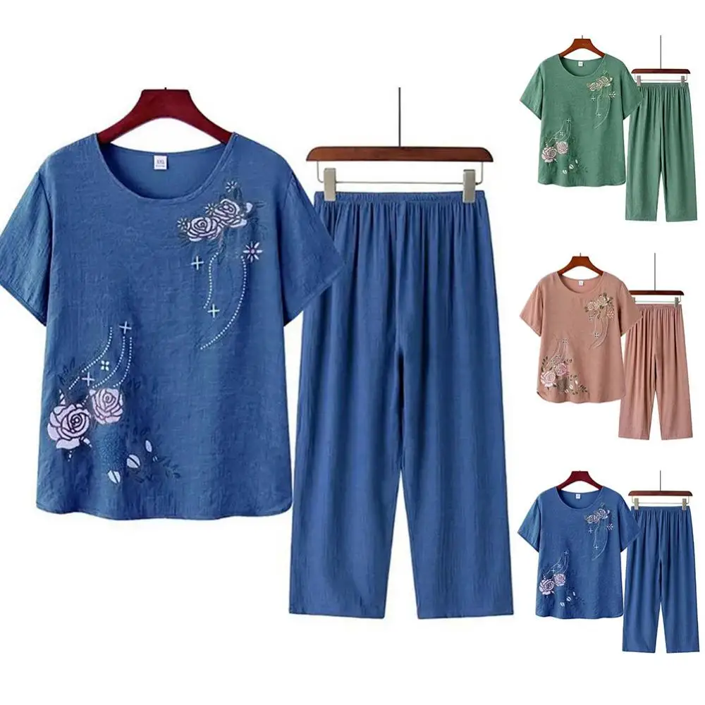 Kurzarm-T-Shirt für ältere Fra – Linen Shirt Breathable Bewertung und Preis