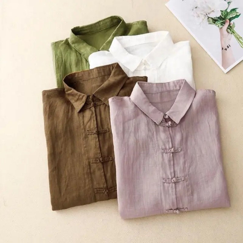 Damenbluse im chinesischen Sti – Linen Shirt Breathable Bewertung und Preis